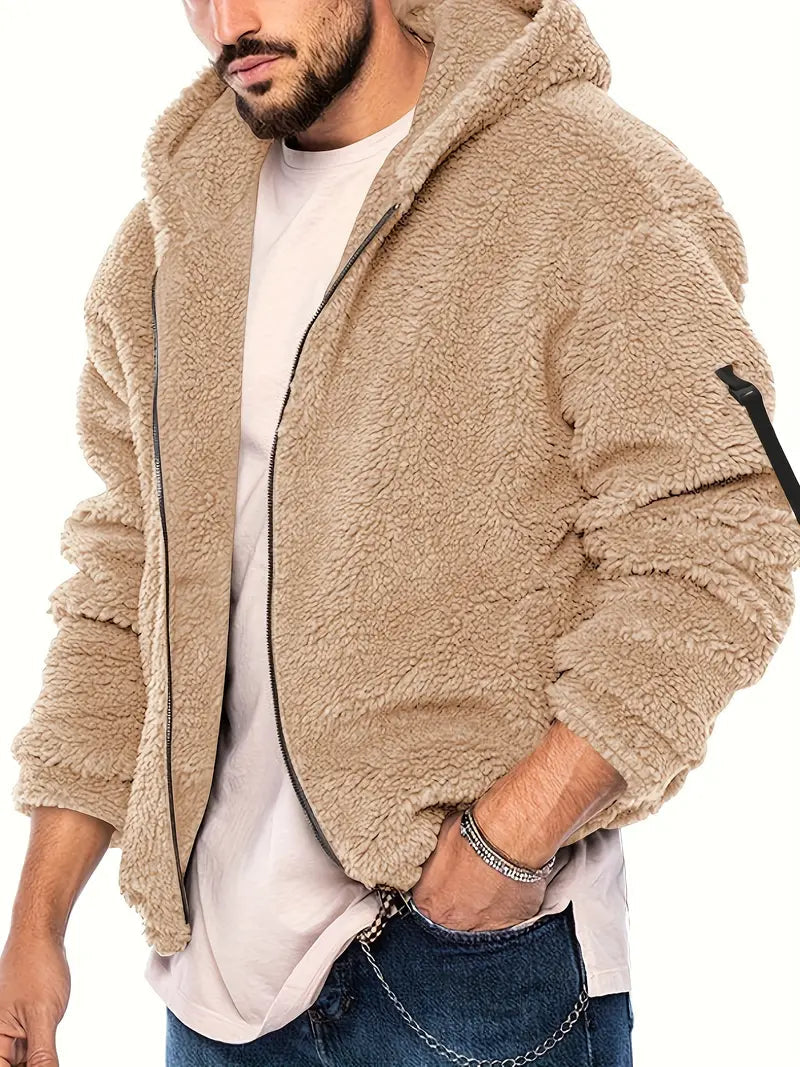Nilo Kapuzenjacke mit Reißverschluss – Beige – Produktansicht