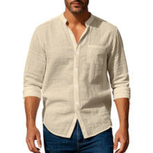 Levin Langarmhemd mit Stehkragen – Farbe: Khaki