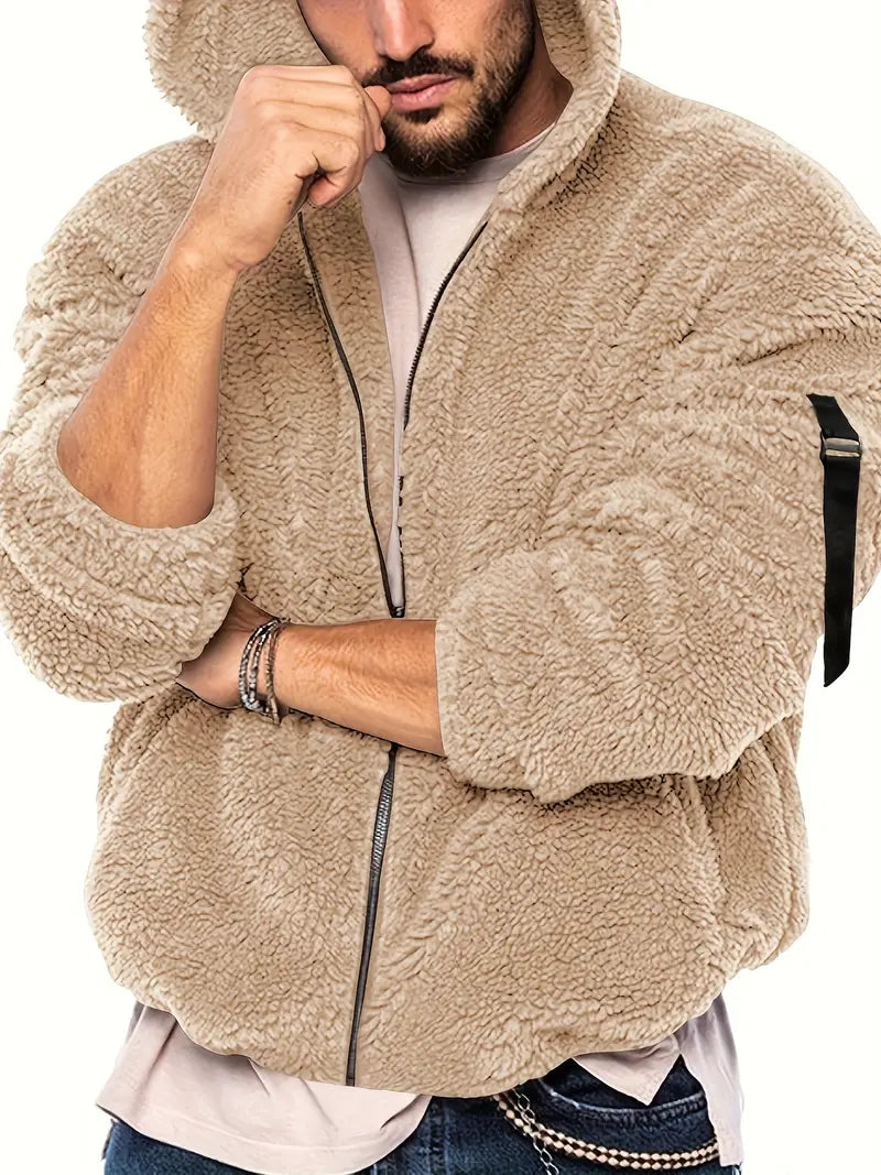 Nilo Kapuzenjacke mit Reißverschluss – Beige – Produktansicht