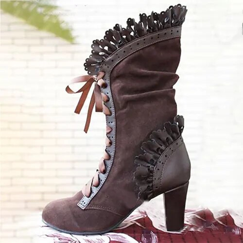 Marlene wadenhohe Schnürstiefel mit Blockabsatz – Produktansicht