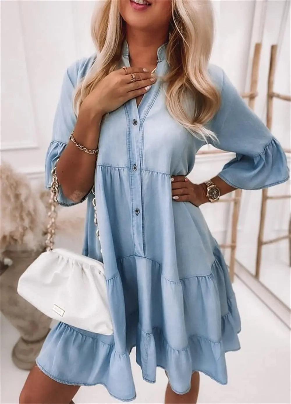 Alma Kleid im Denim-Stil – Produktansicht