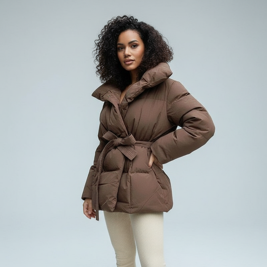 Nora Pufferjacke mit Bindegürtel – Produktansicht