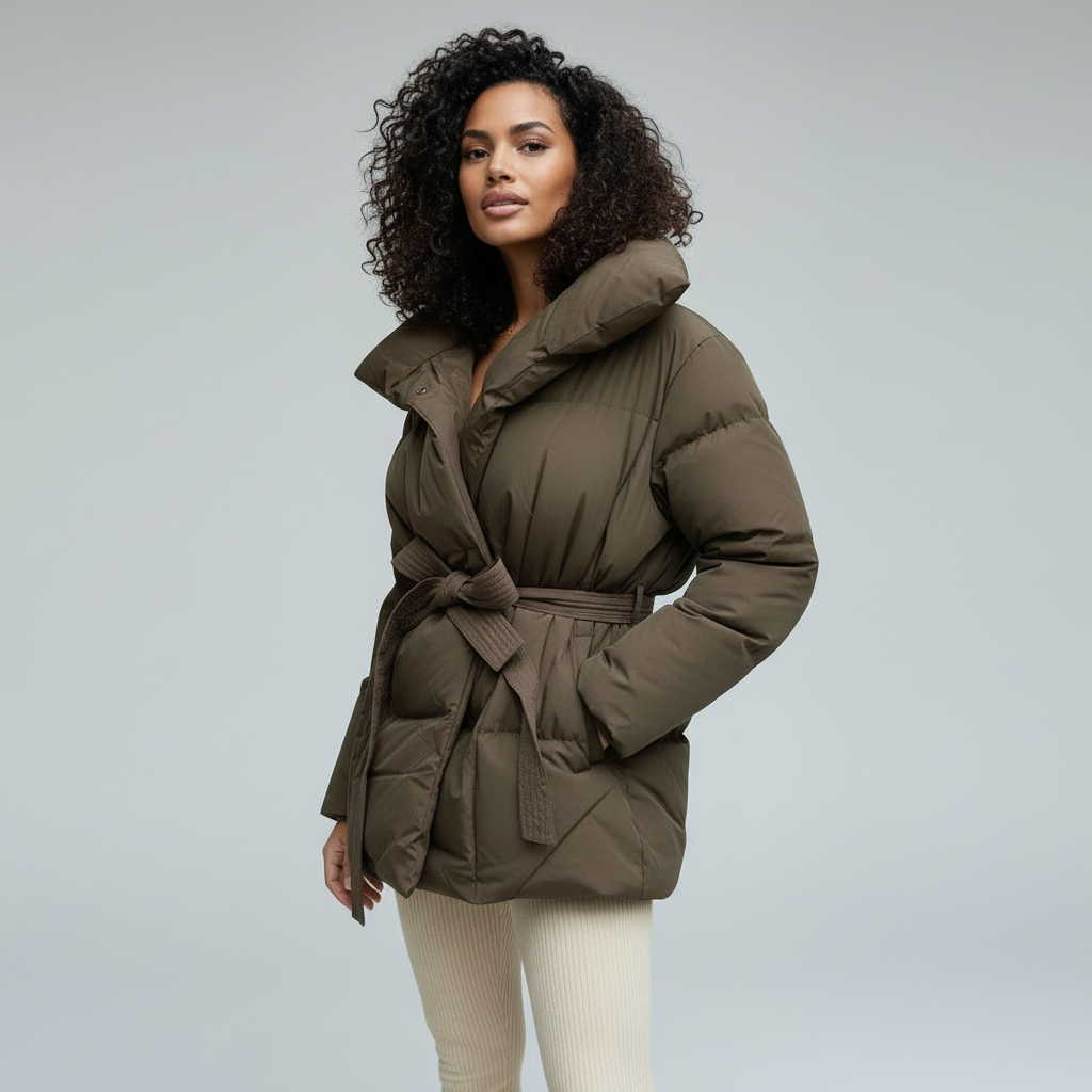 Nora Pufferjacke mit Bindegürtel – Produktansicht