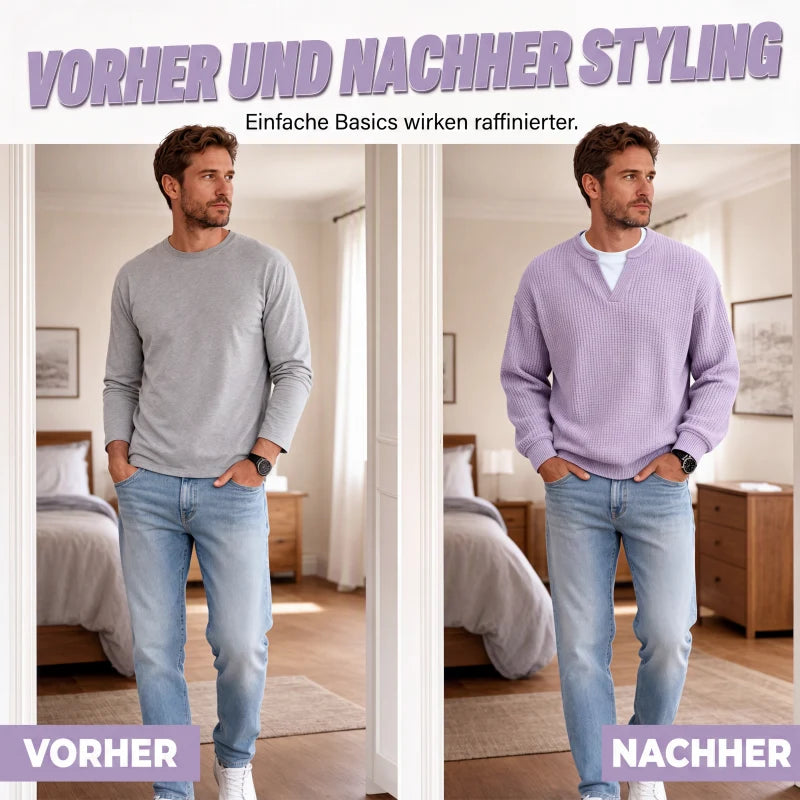 Pullover Mara – Waffelstrick in Flieder – Produktansicht 2